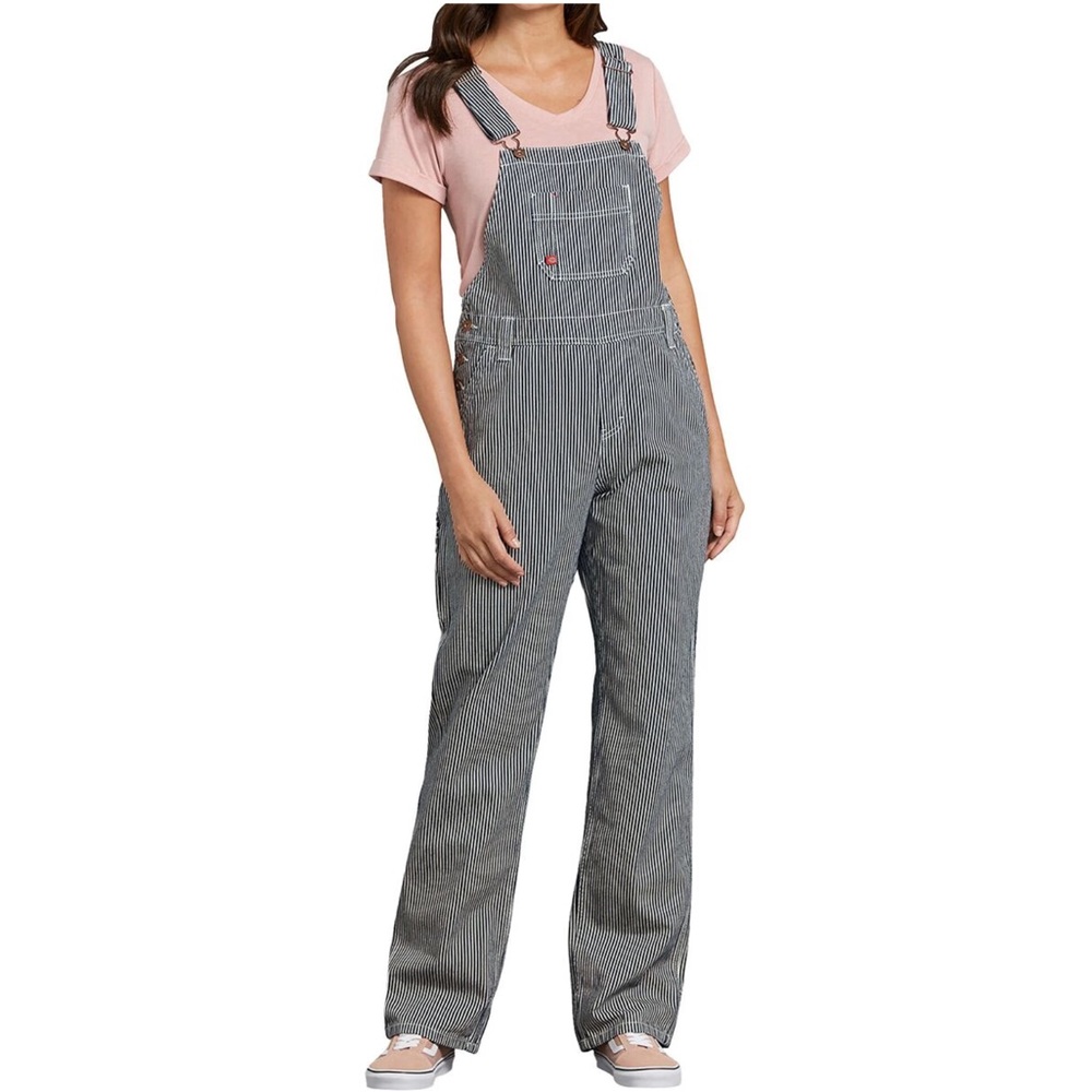 Dickies Blue and White Striped Women's Overalls
